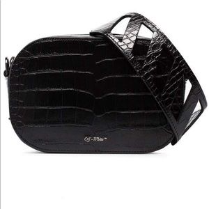 black croc belt bag